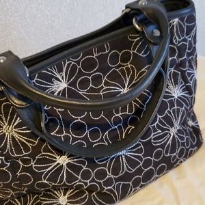 Embroidered black & white Talbots handbag